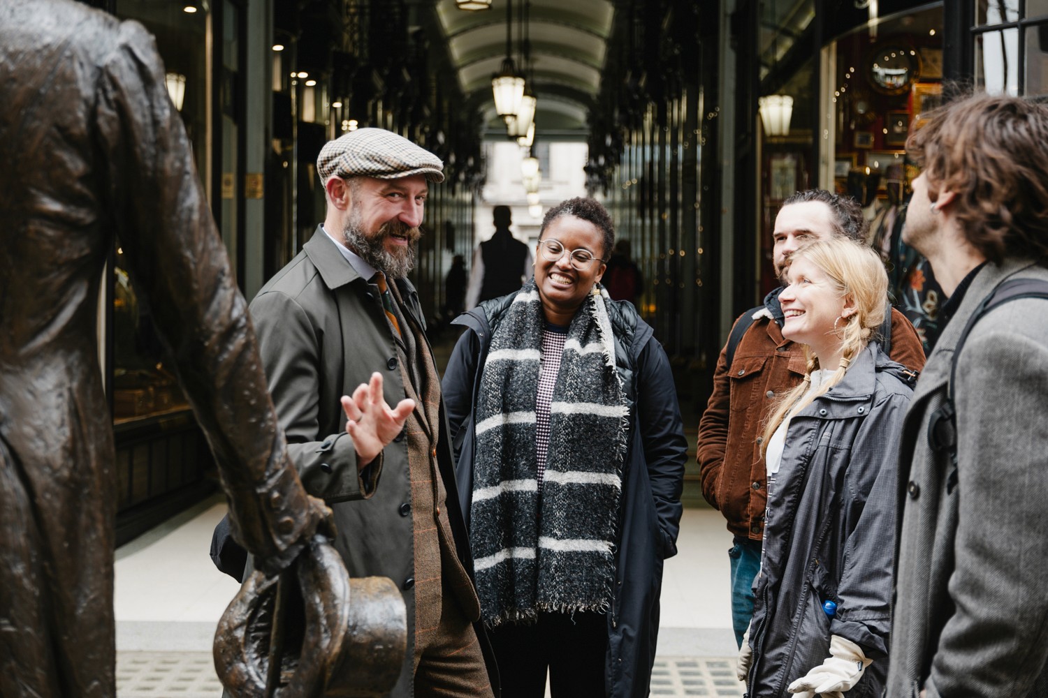 A group of tourists on a Royal London Walking Tour. 